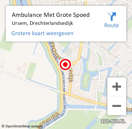 Locatie op kaart van de 112 melding: Ambulance Met Grote Spoed Naar Ursem, Drechterlandsedijk op 25 december 2022 17:18