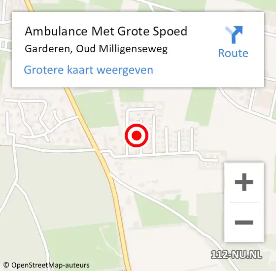 Locatie op kaart van de 112 melding: Ambulance Met Grote Spoed Naar Garderen, Oud Milligenseweg op 25 december 2022 17:33