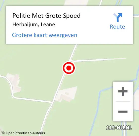 Locatie op kaart van de 112 melding: Politie Met Grote Spoed Naar Herbaijum, Leane op 25 december 2022 17:48