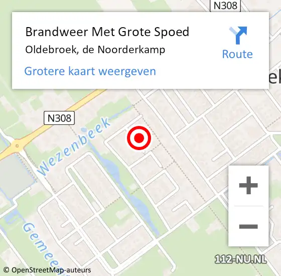 Locatie op kaart van de 112 melding: Brandweer Met Grote Spoed Naar Oldebroek, de Noorderkamp op 25 december 2022 18:17