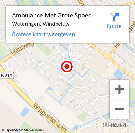 Locatie op kaart van de 112 melding: Ambulance Met Grote Spoed Naar Wateringen, Windpeluw op 25 december 2022 18:22