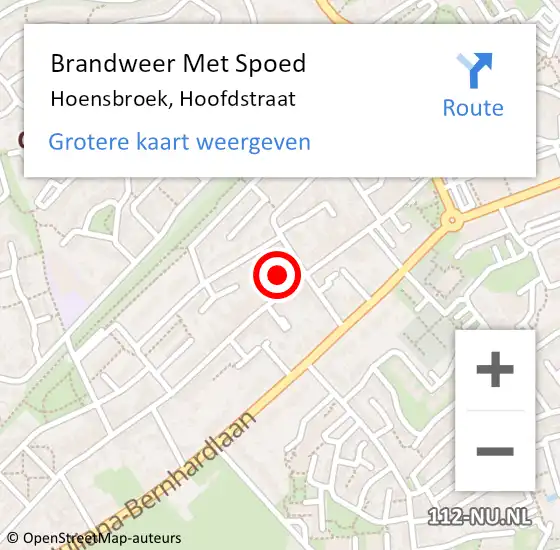 Locatie op kaart van de 112 melding: Brandweer Met Spoed Naar Hoensbroek, Hoofdstraat op 25 december 2022 18:27