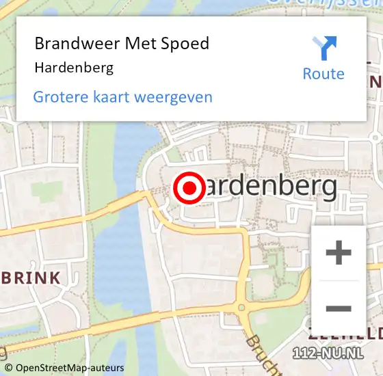 Locatie op kaart van de 112 melding: Brandweer Met Spoed Naar Hardenberg op 25 december 2022 18:42