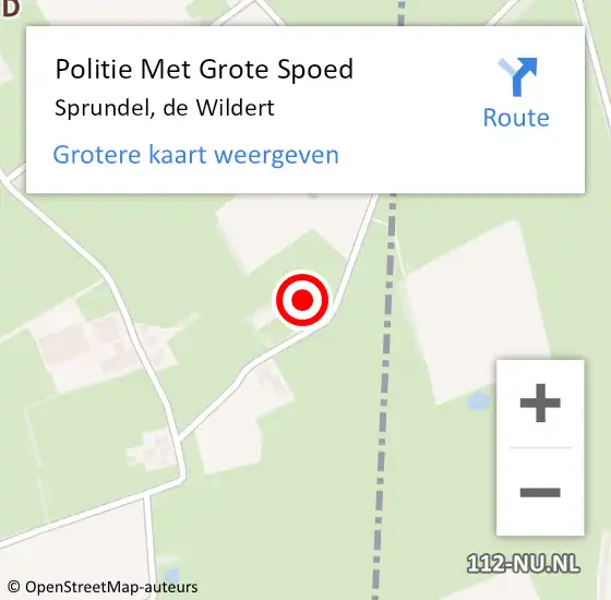 Locatie op kaart van de 112 melding: Politie Met Grote Spoed Naar Sprundel, de Wildert op 25 december 2022 19:07