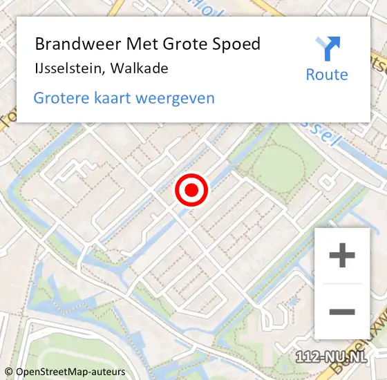 Locatie op kaart van de 112 melding: Brandweer Met Grote Spoed Naar IJsselstein, Walkade op 25 december 2022 19:08