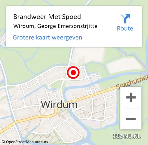 Locatie op kaart van de 112 melding: Brandweer Met Spoed Naar Wirdum, George Emersonstrjitte op 25 december 2022 19:16