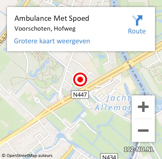Locatie op kaart van de 112 melding: Ambulance Met Spoed Naar Voorschoten, Hofweg op 25 december 2022 19:28