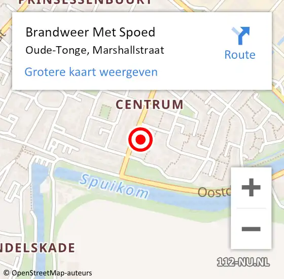 Locatie op kaart van de 112 melding: Brandweer Met Spoed Naar Oude-Tonge, Marshallstraat op 25 december 2022 19:34