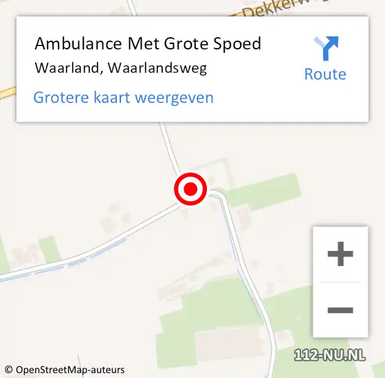 Locatie op kaart van de 112 melding: Ambulance Met Grote Spoed Naar Waarland, Waarlandsweg op 25 december 2022 19:51