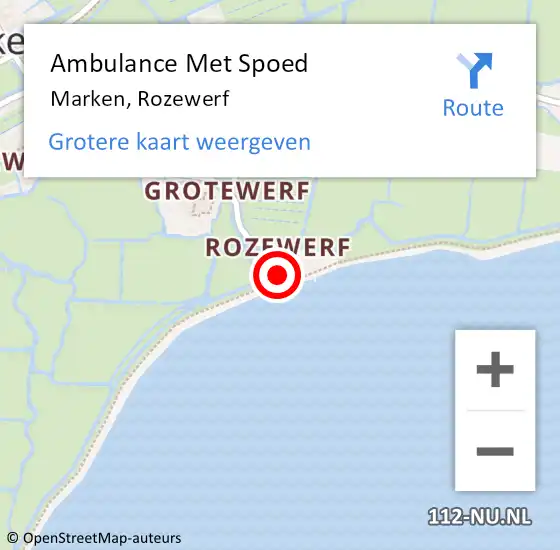 Locatie op kaart van de 112 melding: Ambulance Met Spoed Naar Marken, Rozewerf op 25 december 2022 19:53