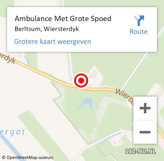 Locatie op kaart van de 112 melding: Ambulance Met Grote Spoed Naar Berltsum, Wiersterdyk op 25 december 2022 19:58