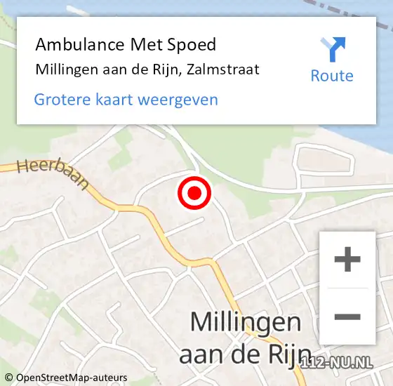 Locatie op kaart van de 112 melding: Ambulance Met Spoed Naar Millingen aan de Rijn, Zalmstraat op 25 december 2022 20:01