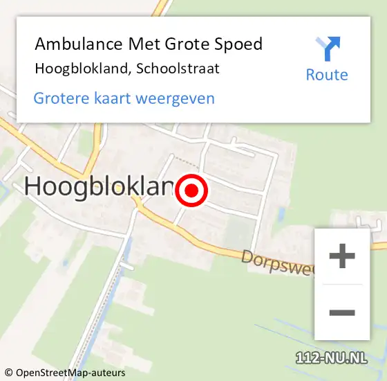 Locatie op kaart van de 112 melding: Ambulance Met Grote Spoed Naar Hoogblokland, Schoolstraat op 25 december 2022 20:42