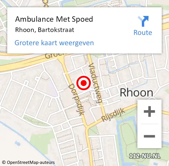 Locatie op kaart van de 112 melding: Ambulance Met Spoed Naar Rhoon, Bartokstraat op 25 december 2022 20:44