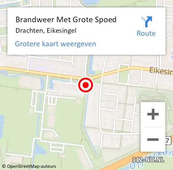 Locatie op kaart van de 112 melding: Brandweer Met Grote Spoed Naar Drachten, Eikesingel op 25 december 2022 20:53