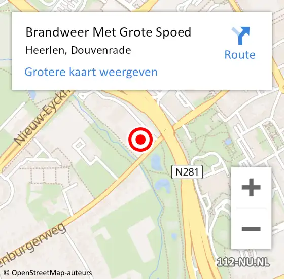 Locatie op kaart van de 112 melding: Brandweer Met Grote Spoed Naar Heerlen, Douvenrade op 25 december 2022 20:59