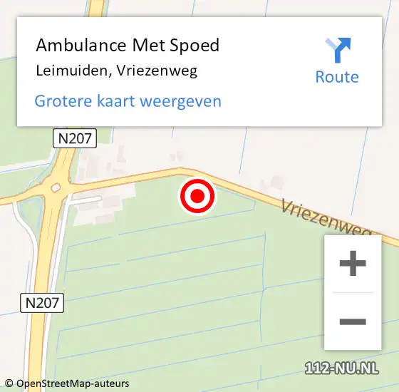 Locatie op kaart van de 112 melding: Ambulance Met Spoed Naar Leimuiden, Vriezenweg op 25 december 2022 21:01