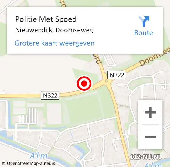Locatie op kaart van de 112 melding: Politie Met Spoed Naar Nieuwendijk, Doornseweg op 25 december 2022 21:16