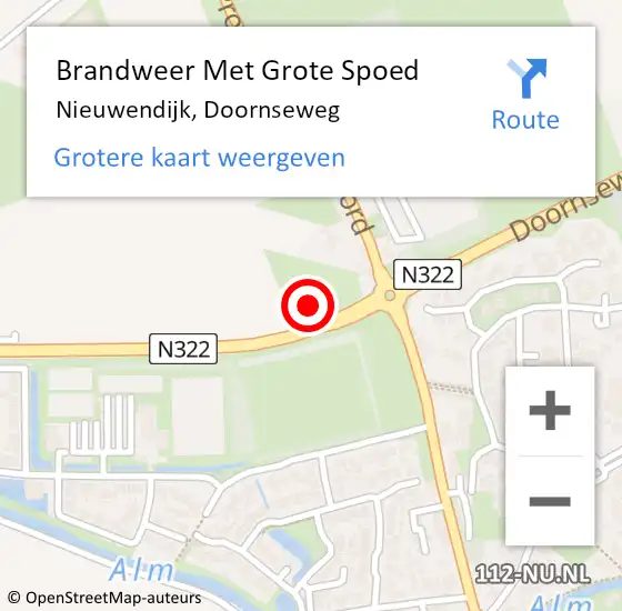 Locatie op kaart van de 112 melding: Brandweer Met Grote Spoed Naar Nieuwendijk, Doornseweg op 25 december 2022 21:16