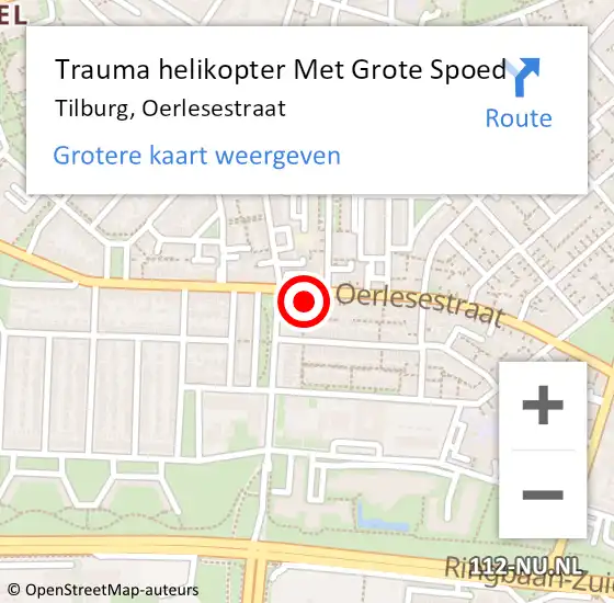 Locatie op kaart van de 112 melding: Trauma helikopter Met Grote Spoed Naar Tilburg, Oerlesestraat op 25 december 2022 21:27