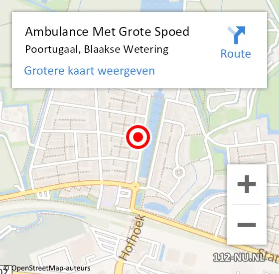 Locatie op kaart van de 112 melding: Ambulance Met Grote Spoed Naar Poortugaal, Blaakse Wetering op 25 december 2022 21:52
