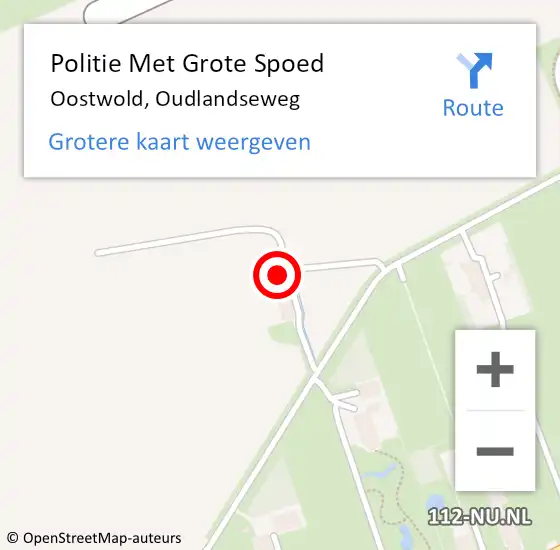 Locatie op kaart van de 112 melding: Politie Met Grote Spoed Naar Oostwold, Oudlandseweg op 25 december 2022 21:53