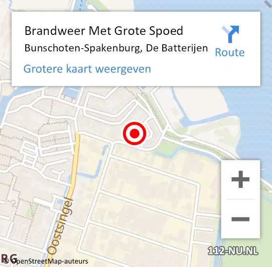 Locatie op kaart van de 112 melding: Brandweer Met Grote Spoed Naar Bunschoten-Spakenburg, De Batterijen op 25 december 2022 21:57