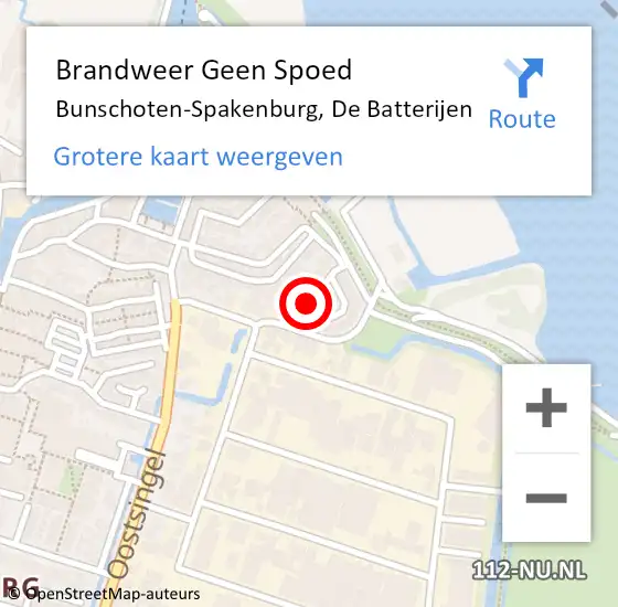 Locatie op kaart van de 112 melding: Brandweer Geen Spoed Naar Bunschoten-Spakenburg, De Batterijen op 25 december 2022 21:59