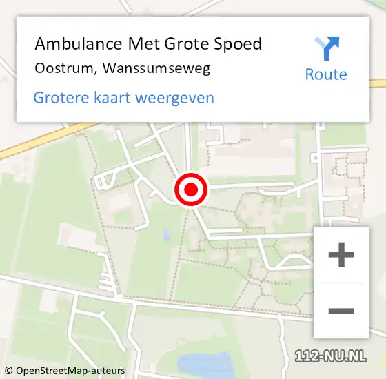 Locatie op kaart van de 112 melding: Ambulance Met Grote Spoed Naar Oostrum, Wanssumseweg op 25 december 2022 22:22