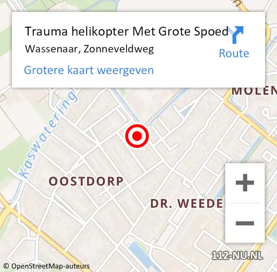 Locatie op kaart van de 112 melding: Trauma helikopter Met Grote Spoed Naar Wassenaar, Zonneveldweg op 25 december 2022 22:41