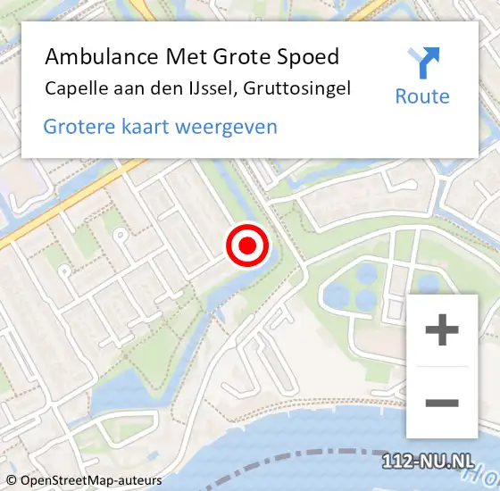 Locatie op kaart van de 112 melding: Ambulance Met Grote Spoed Naar Capelle aan den IJssel, Gruttosingel op 25 december 2022 22:52