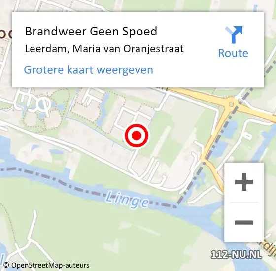 Locatie op kaart van de 112 melding: Brandweer Geen Spoed Naar Leerdam, Maria van Oranjestraat op 25 december 2022 22:54