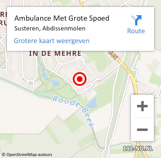 Locatie op kaart van de 112 melding: Ambulance Met Grote Spoed Naar Susteren, Abdissenmolen op 25 december 2022 23:39