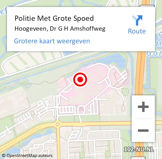 Locatie op kaart van de 112 melding: Politie Met Grote Spoed Naar Hoogeveen, Dr G H Amshoffweg op 26 december 2022 01:08