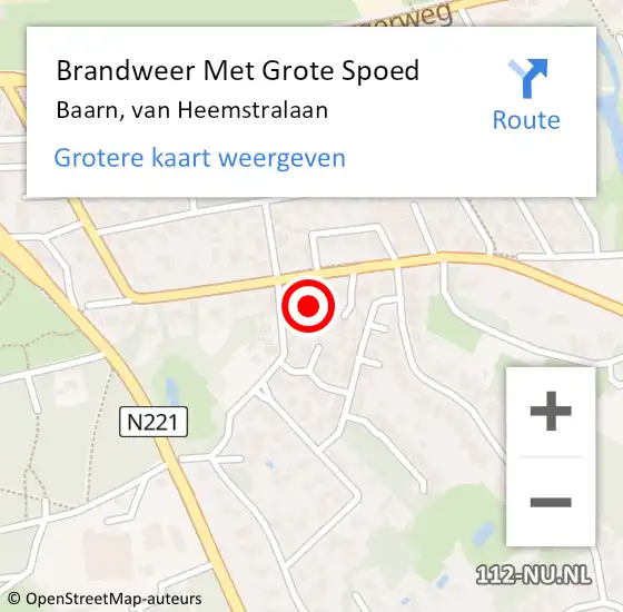 Locatie op kaart van de 112 melding: Brandweer Met Grote Spoed Naar Baarn, van Heemstralaan op 26 december 2022 01:12