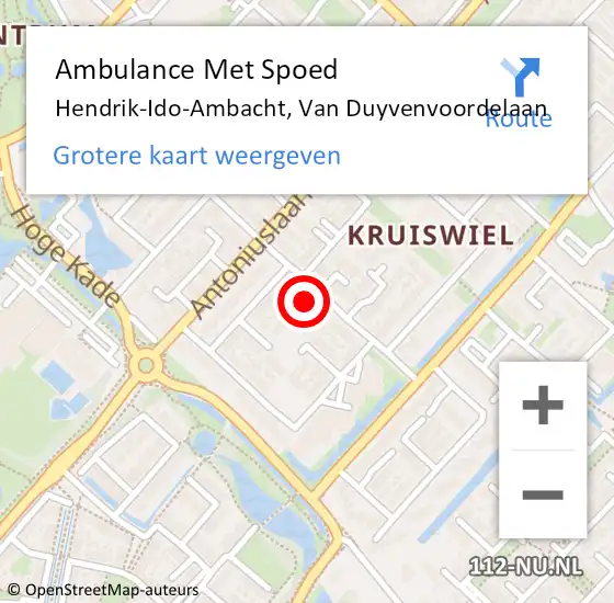 Locatie op kaart van de 112 melding: Ambulance Met Spoed Naar Hendrik-Ido-Ambacht, Van Duyvenvoordelaan op 26 december 2022 01:48