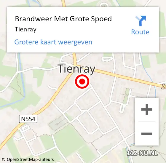 Locatie op kaart van de 112 melding: Brandweer Met Grote Spoed Naar Tienray op 26 december 2022 01:49