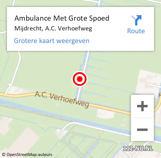 Locatie op kaart van de 112 melding: Ambulance Met Grote Spoed Naar Mijdrecht, A.C. Verhoefweg op 26 december 2022 01:54