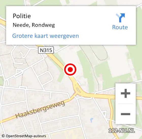 Locatie op kaart van de 112 melding: Politie Neede, Rondweg op 26 december 2022 02:01