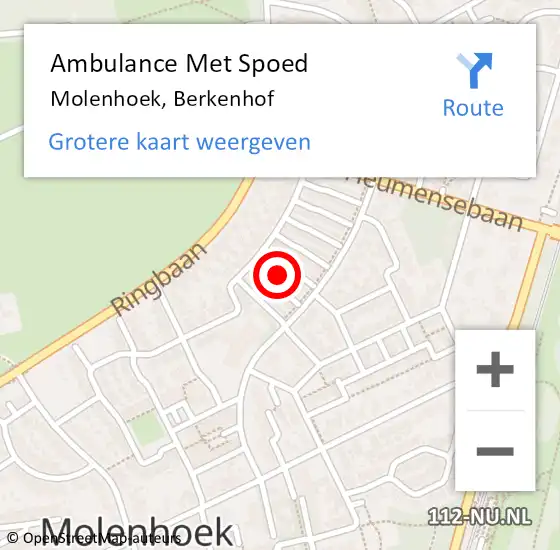 Locatie op kaart van de 112 melding: Ambulance Met Spoed Naar Molenhoek, Berkenhof op 26 december 2022 02:26