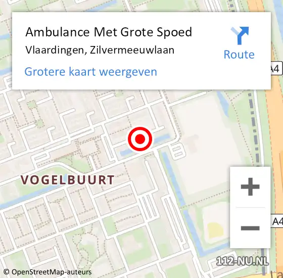 Locatie op kaart van de 112 melding: Ambulance Met Grote Spoed Naar Vlaardingen, Zilvermeeuwlaan op 26 december 2022 03:17
