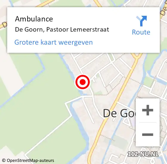 Locatie op kaart van de 112 melding: Ambulance De Goorn, Pastoor Lemeerstraat op 26 december 2022 03:24