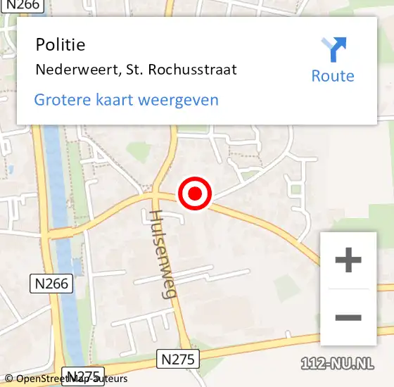 Locatie op kaart van de 112 melding: Politie Nederweert, St. Rochusstraat op 26 december 2022 04:14