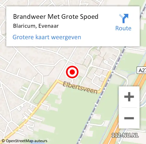 Locatie op kaart van de 112 melding: Brandweer Met Grote Spoed Naar Blaricum, Evenaar op 26 december 2022 04:18