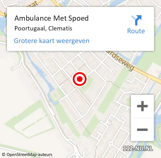 Locatie op kaart van de 112 melding: Ambulance Met Spoed Naar Poortugaal, Clematis op 26 december 2022 04:59