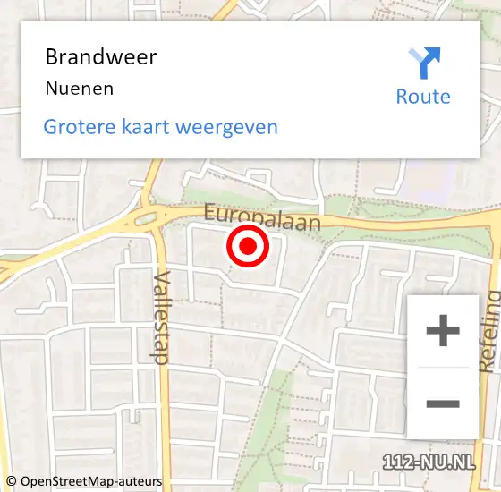 Locatie op kaart van de 112 melding: Brandweer Nuenen op 26 december 2022 05:12