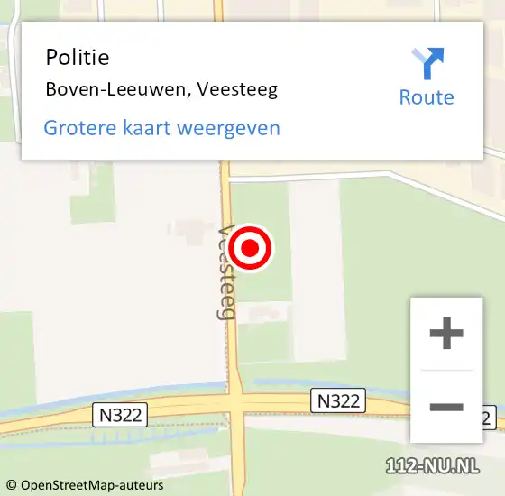 Locatie op kaart van de 112 melding: Politie Boven-Leeuwen, Veesteeg op 26 december 2022 05:14