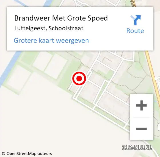 Locatie op kaart van de 112 melding: Brandweer Met Grote Spoed Naar Luttelgeest, Schoolstraat op 26 december 2022 05:33