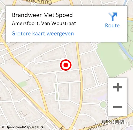 Locatie op kaart van de 112 melding: Brandweer Met Spoed Naar Amersfoort, Van Woustraat op 26 december 2022 05:46