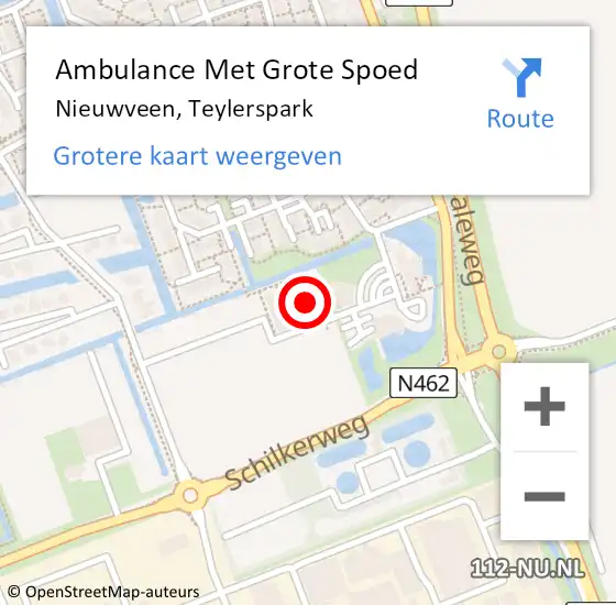 Locatie op kaart van de 112 melding: Ambulance Met Grote Spoed Naar Nieuwveen, Teylerspark op 26 december 2022 05:47